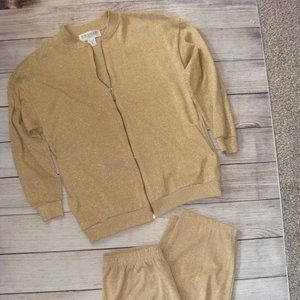 Bob Mackie Gold Lounge Suit Zip Up Jacket & Pants